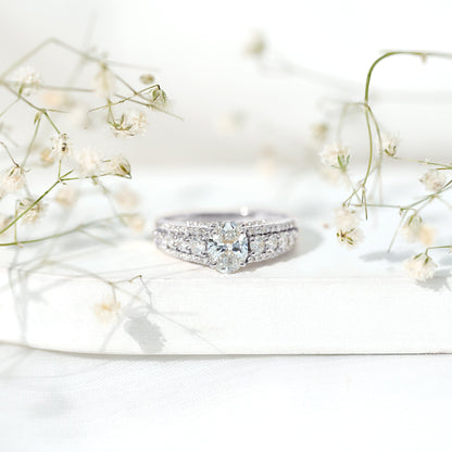 Lab Diamond Statement Engagement Ring With Side Stones