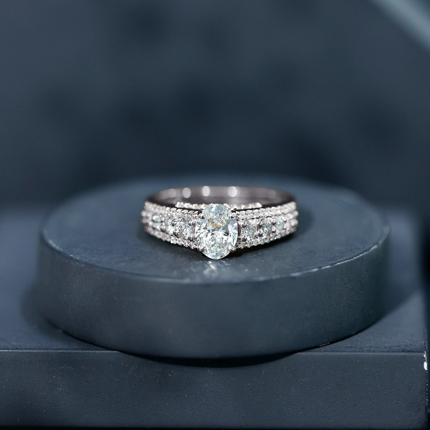 Lab Diamond Statement Engagement Ring With Side Stones
