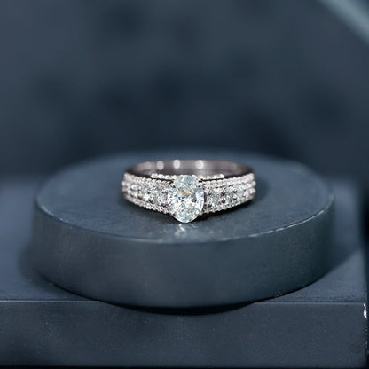 Lab Diamond Statement Engagement Ring With Side Stones