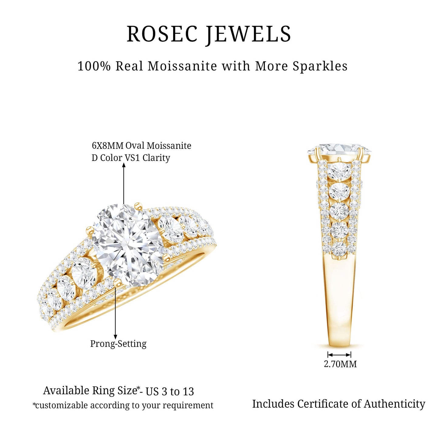 Lab Diamond Statement Engagement Ring With Side Stones