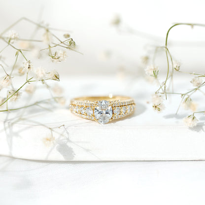 Lab Diamond Statement Engagement Ring With Side Stones