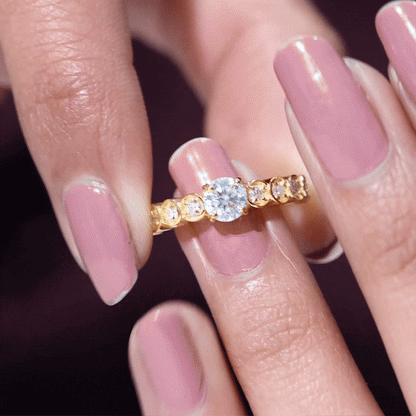 Round Brilliant Cut Lab Diamond Promise Ring with Side Stones