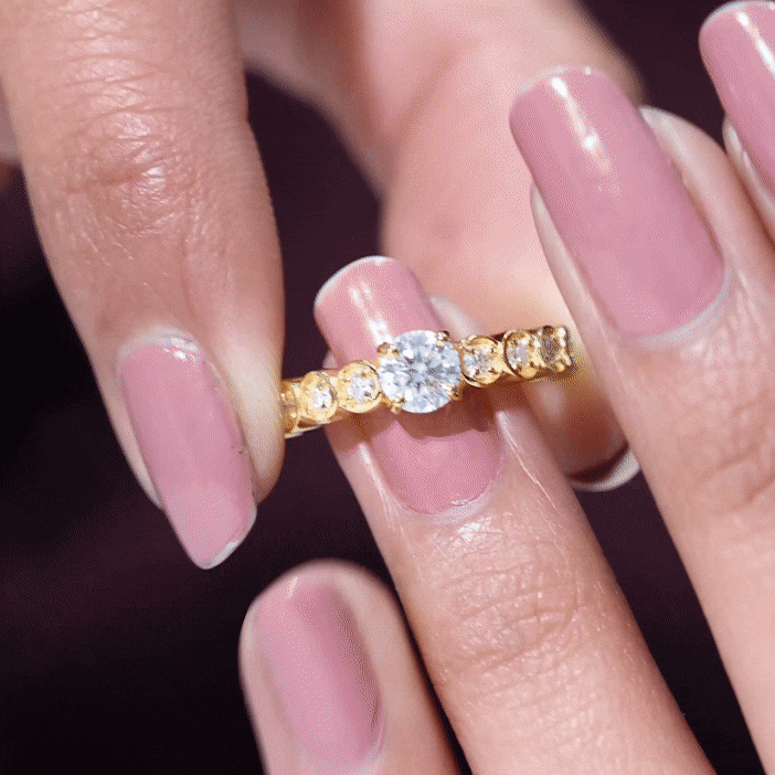 Round Brilliant Cut Lab Diamond Promise Ring with Side Stones
