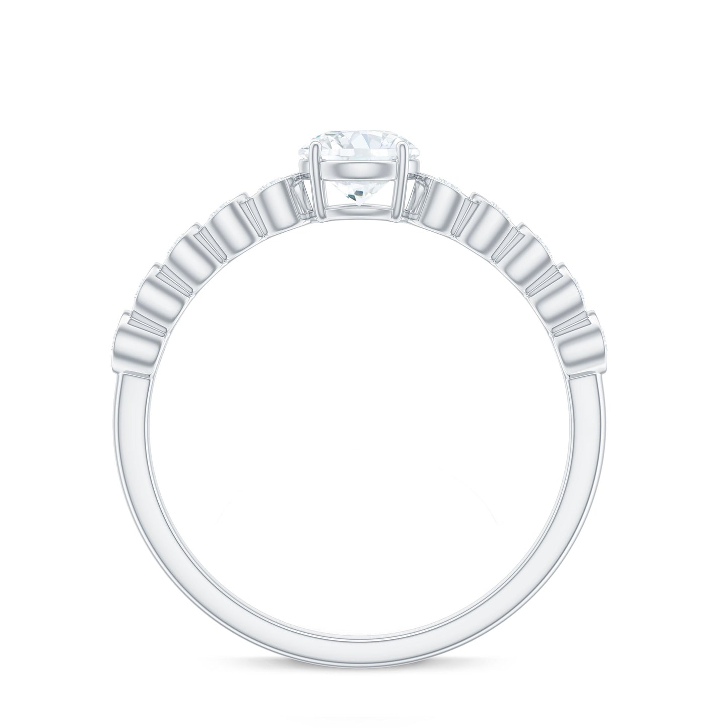 Round Brilliant Cut Lab Diamond Promise Ring with Side Stones