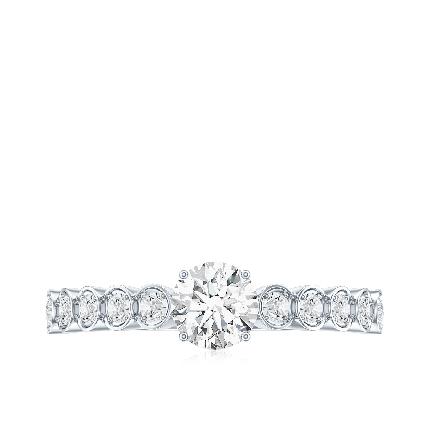 Round Brilliant Cut Lab Diamond Promise Ring with Side Stones