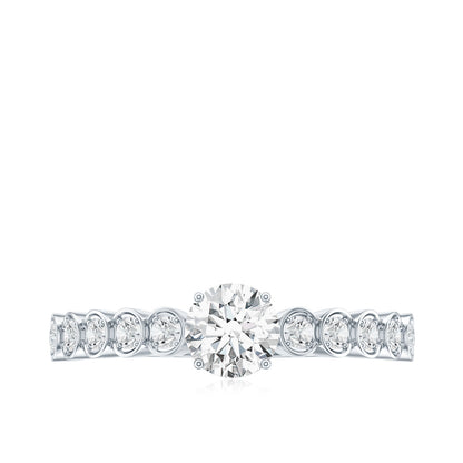 Round Brilliant Cut Lab Diamond Promise Ring with Side Stones