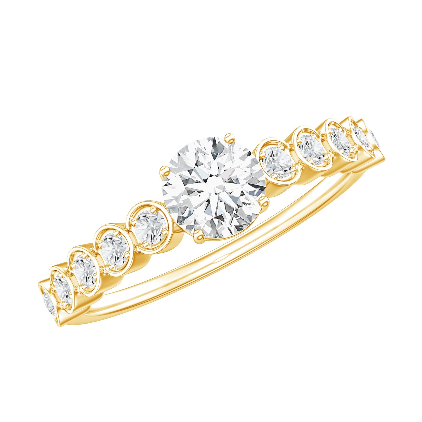 Round Brilliant Cut Lab Diamond Promise Ring with Side Stones