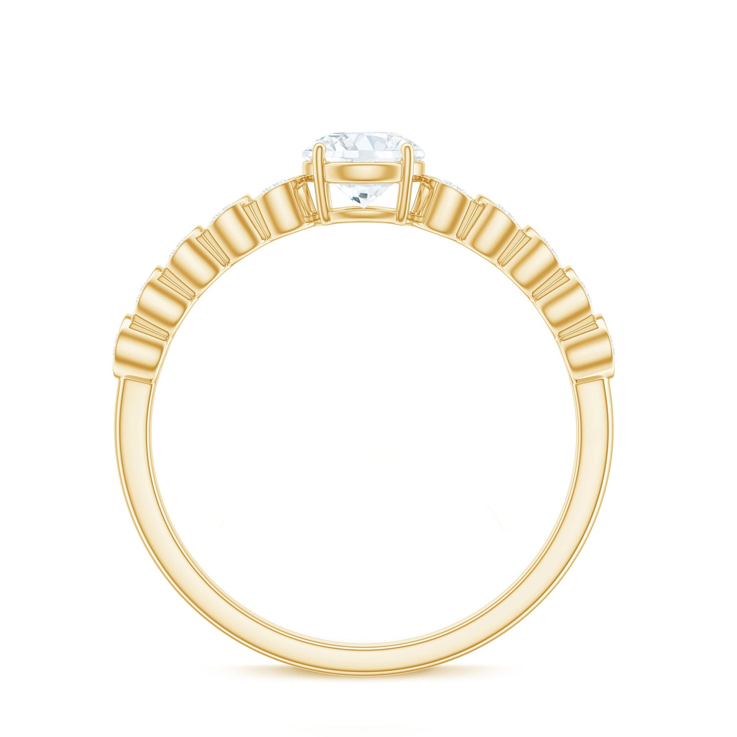 Round Brilliant Cut Lab Diamond Promise Ring with Side Stones