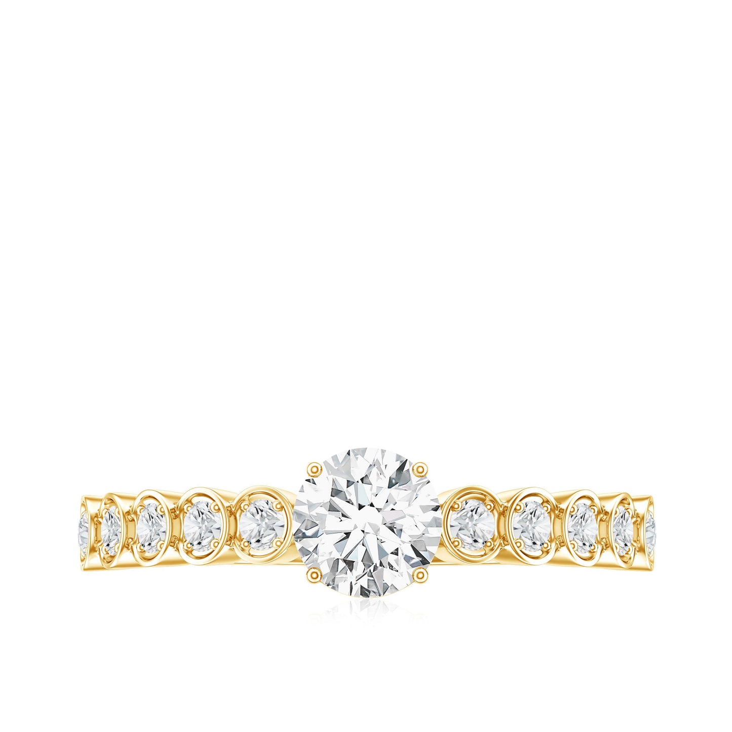 Round Brilliant Cut Lab Diamond Promise Ring with Side Stones