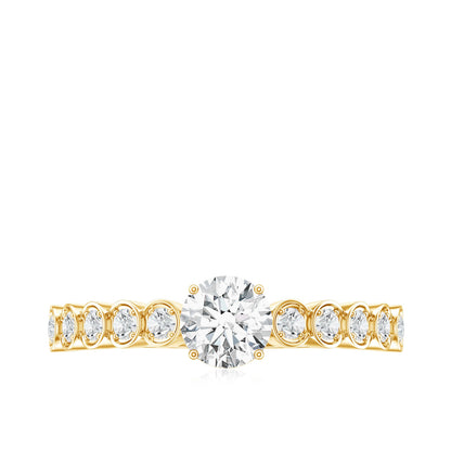Round Brilliant Cut Lab Diamond Promise Ring with Side Stones