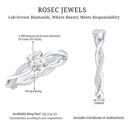 Certified Round Lab Grown Diamond Crossover Promise Ring
