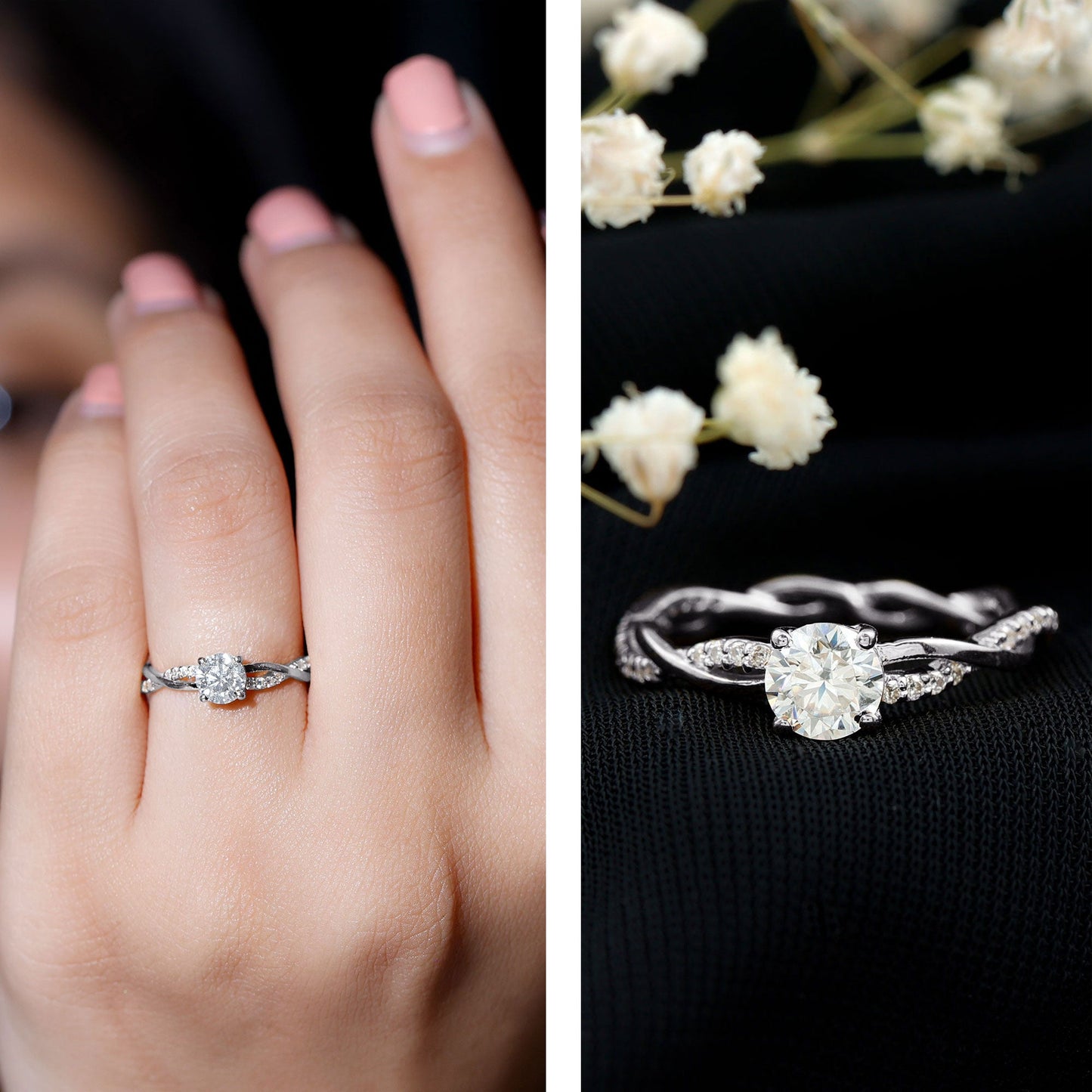 Certified Round Lab Grown Diamond Crossover Promise Ring