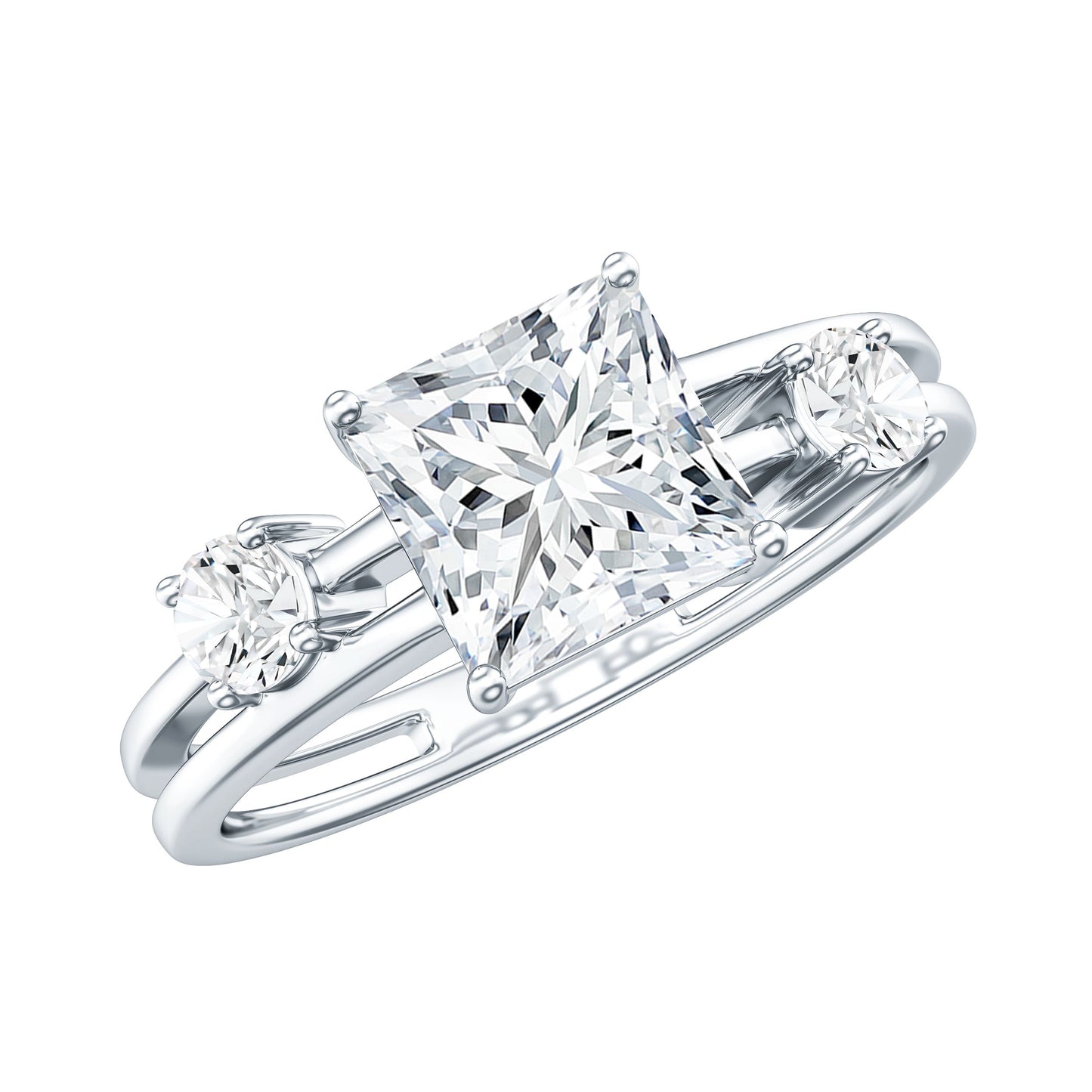 Princess Cut Lab Grown Diamond Double Band Ring