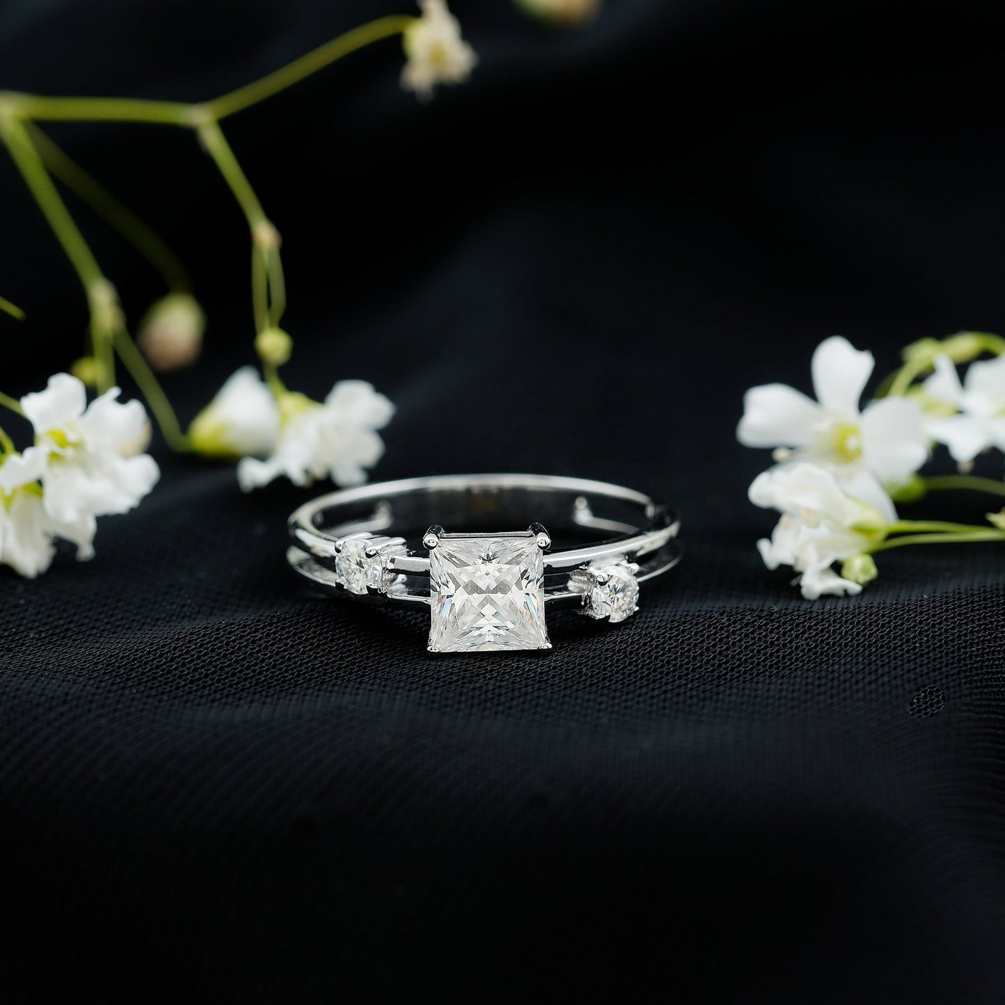 Princess Cut Lab Grown Diamond Double Band Ring