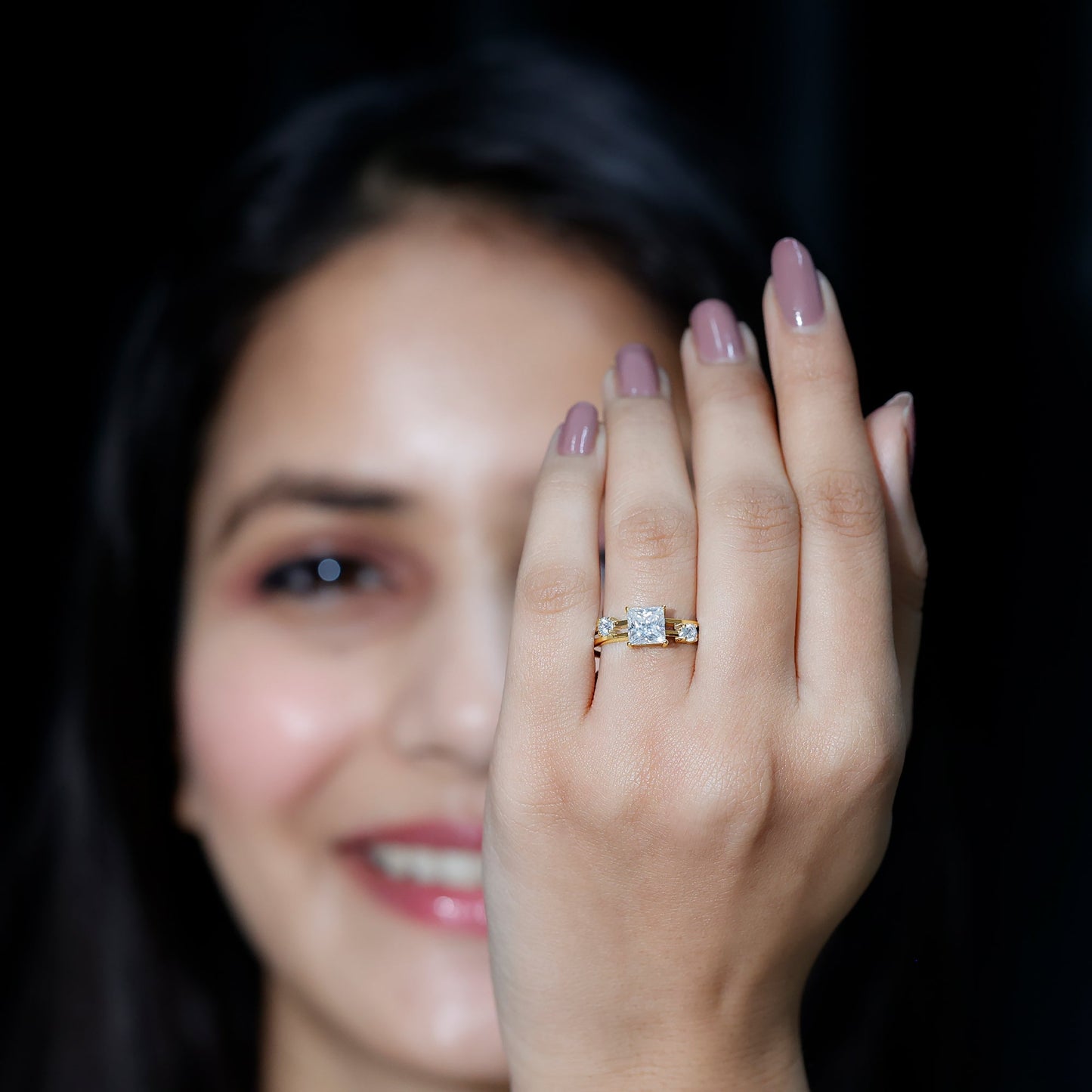 Princess Cut Lab Grown Diamond Double Band Ring