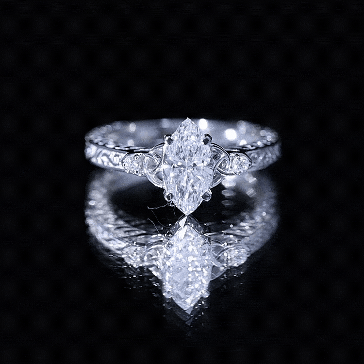 Lab Grown Diamond Marquise Engagement Ring with Celtic Knot Detail