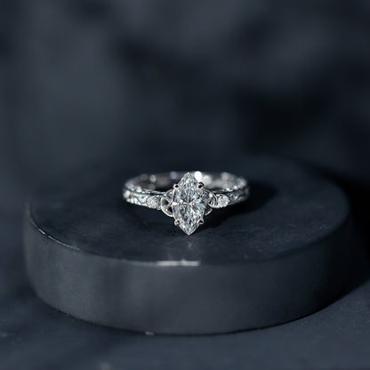 Lab Grown Diamond Marquise Engagement Ring with Celtic Knot Detail