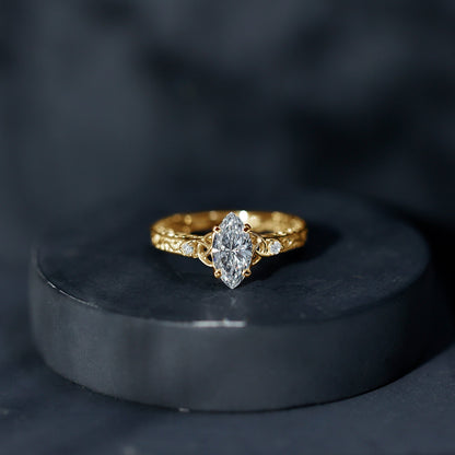 Lab Grown Diamond Marquise Engagement Ring with Celtic Knot Detail