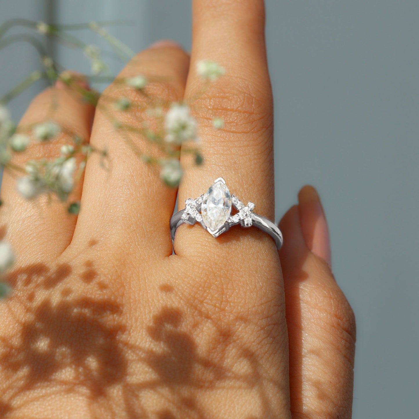 Lab Grown Diamond 1 Carat Marquise Engagement Ring