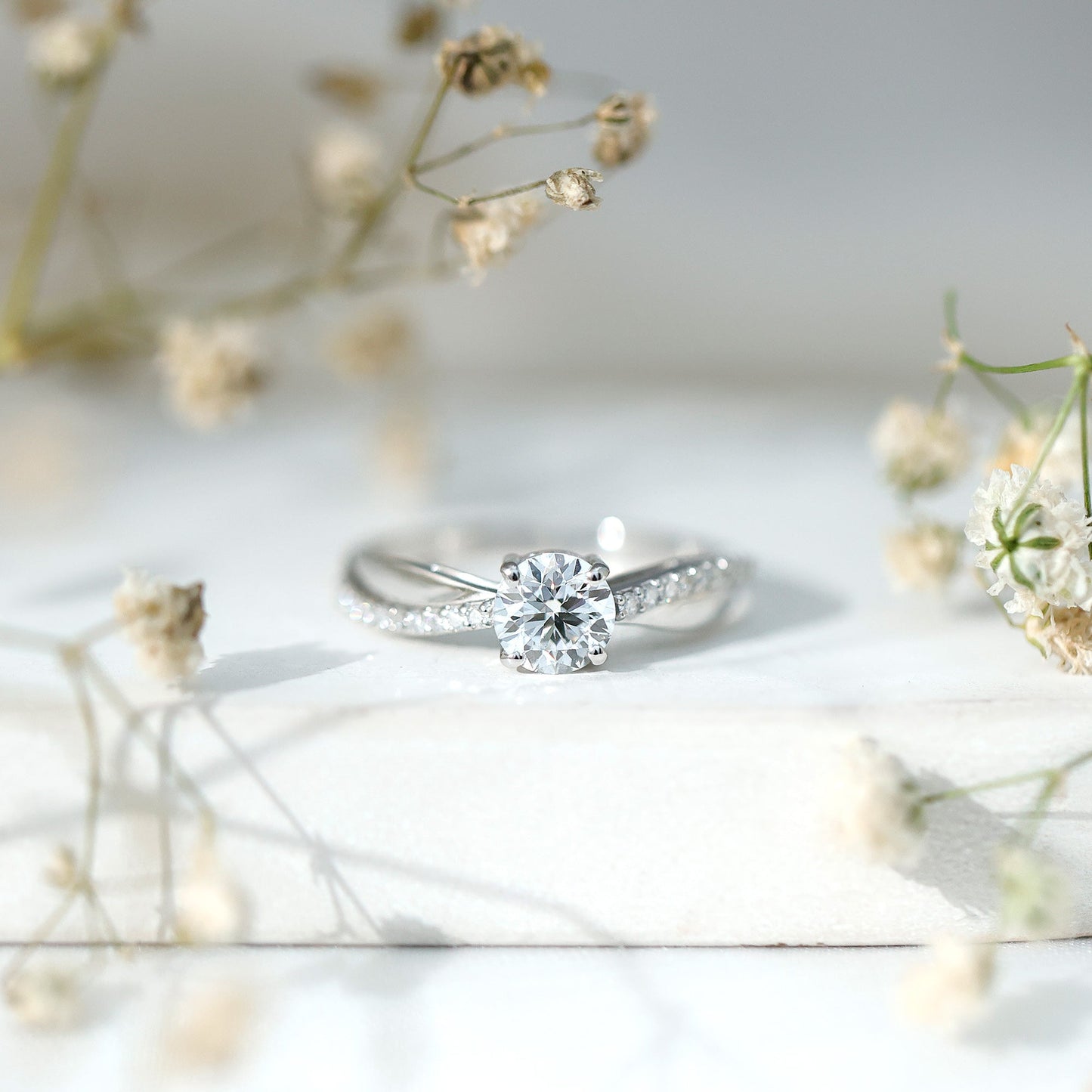 Certified Lab Grown Diamond Engagement Ring With Bypass Details