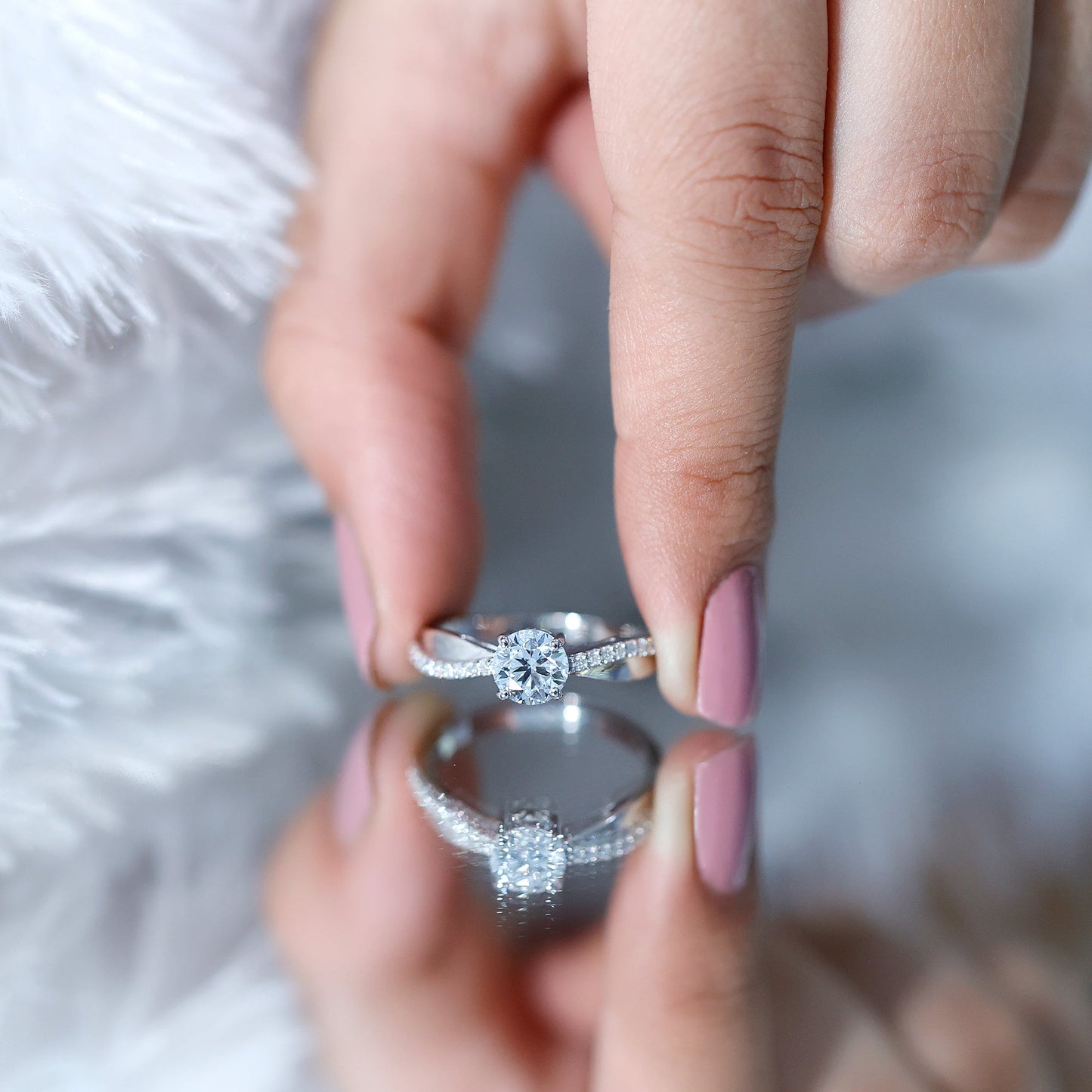 Certified Lab Grown Diamond Engagement Ring With Bypass Details