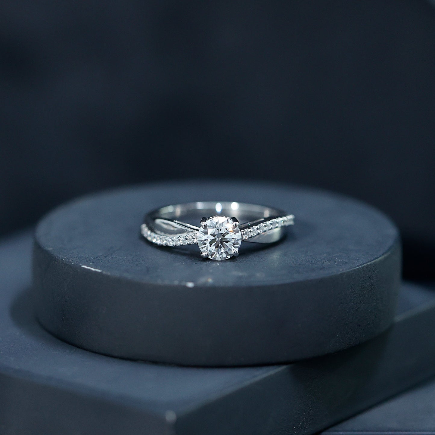 Certified Lab Grown Diamond Engagement Ring With Bypass Details