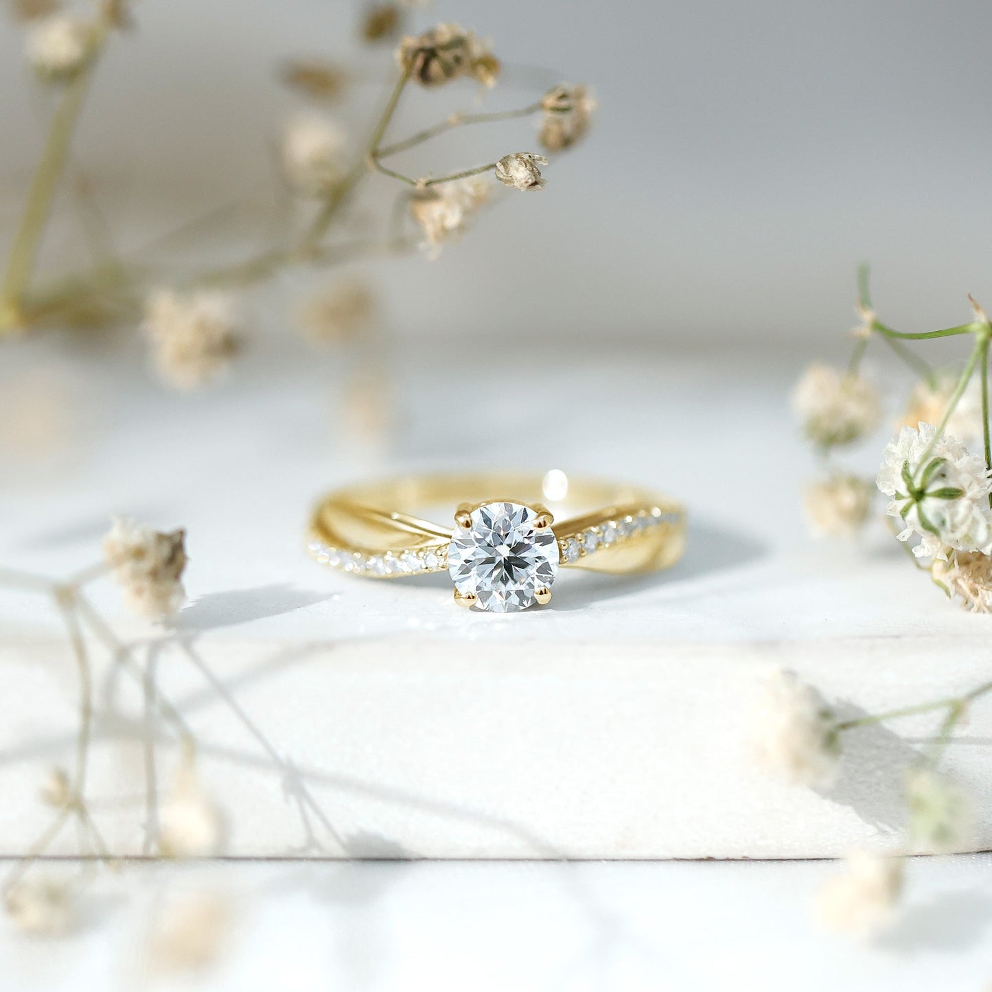 Certified Lab Grown Diamond Engagement Ring With Bypass Details