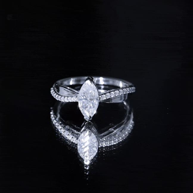 Certified 1 CT Marquise Diamond Solitaire Ring with Side Stones