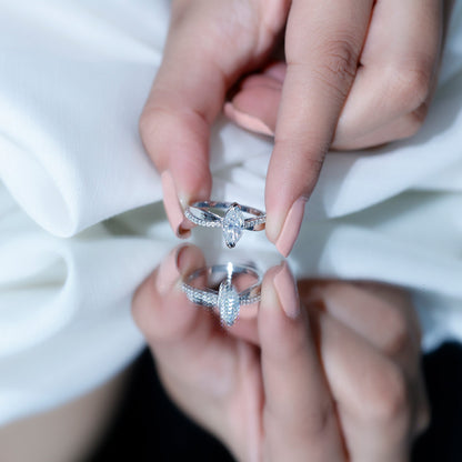 Certified 1 CT Marquise Diamond Solitaire Ring with Side Stones