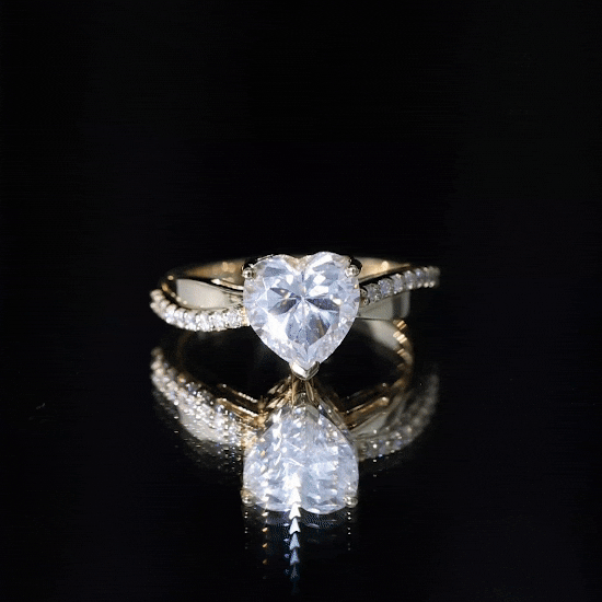 Lab Grown Diamond Heart Engagement Ring With Bypass Details