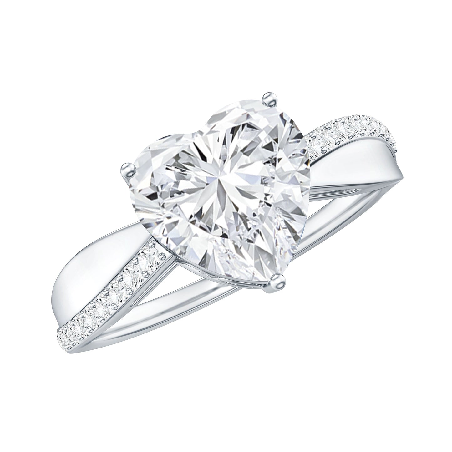 Lab Grown Diamond Heart Engagement Ring With Bypass Details