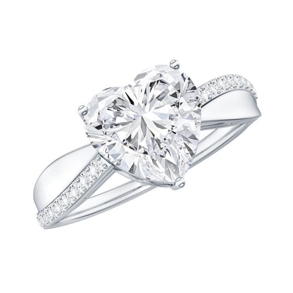 Lab Grown Diamond Heart Engagement Ring With Bypass Details