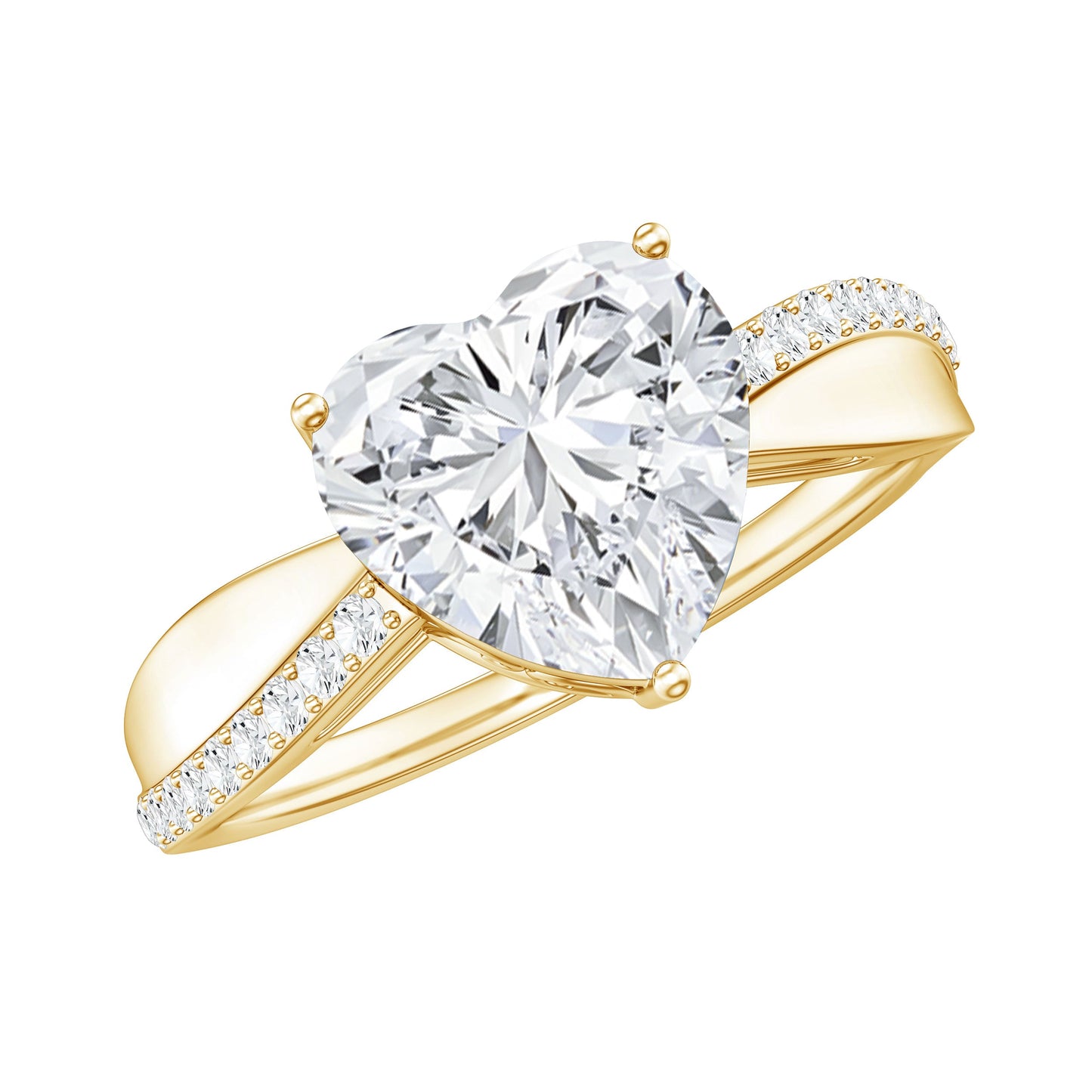Lab Grown Diamond Heart Engagement Ring With Bypass Details