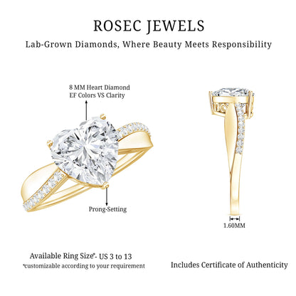 Lab Grown Diamond Heart Engagement Ring With Bypass Details