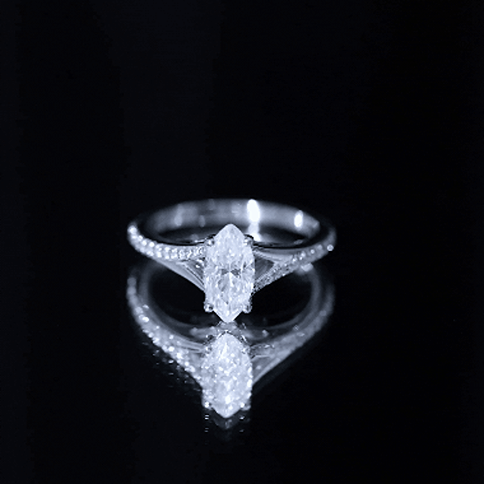 Brilliant Cut Lab Grown Diamond Marquise Engagement Ring with Split Shank