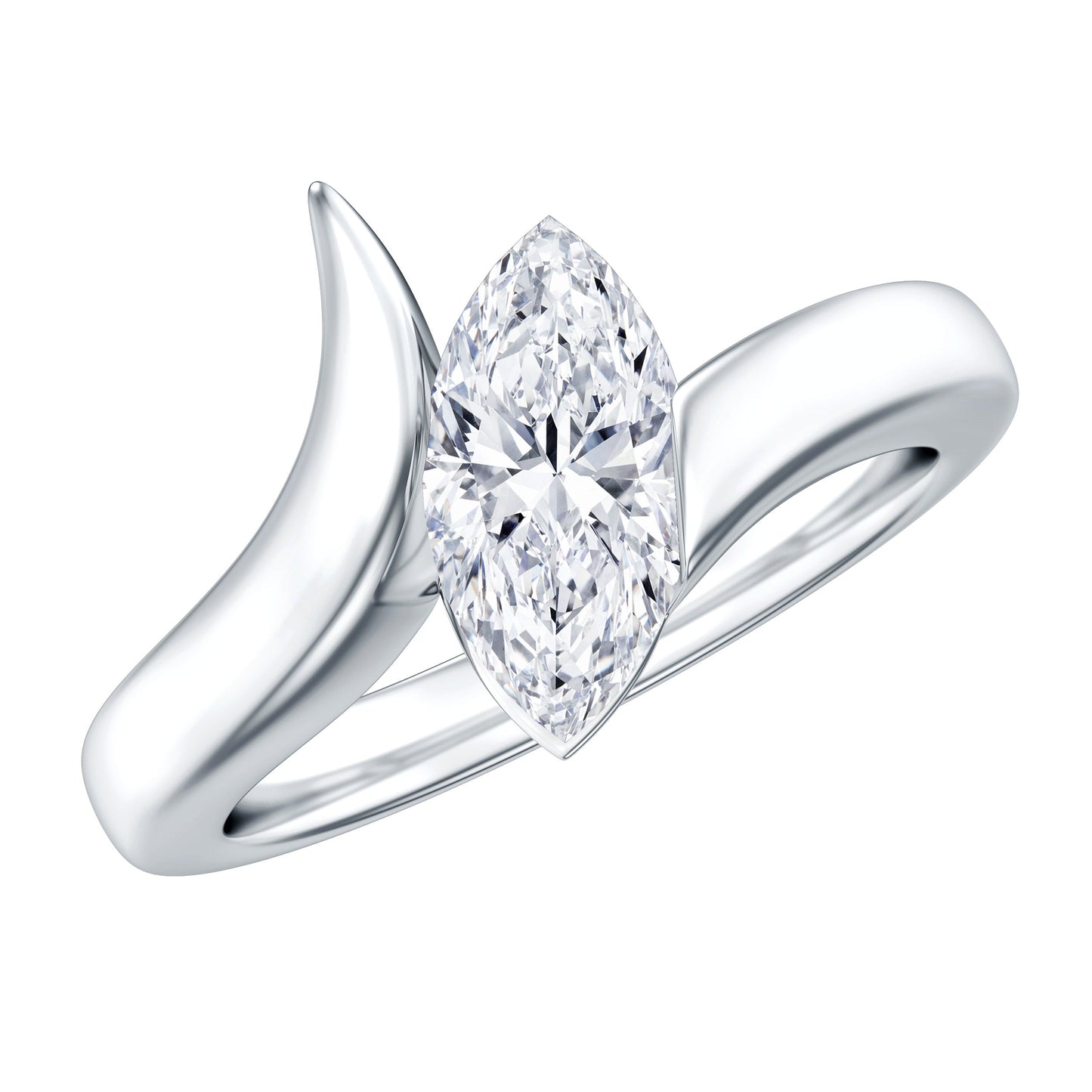 Lab Diamond 1 Carat Marquise Engagement Ring in Tension Mount Setting