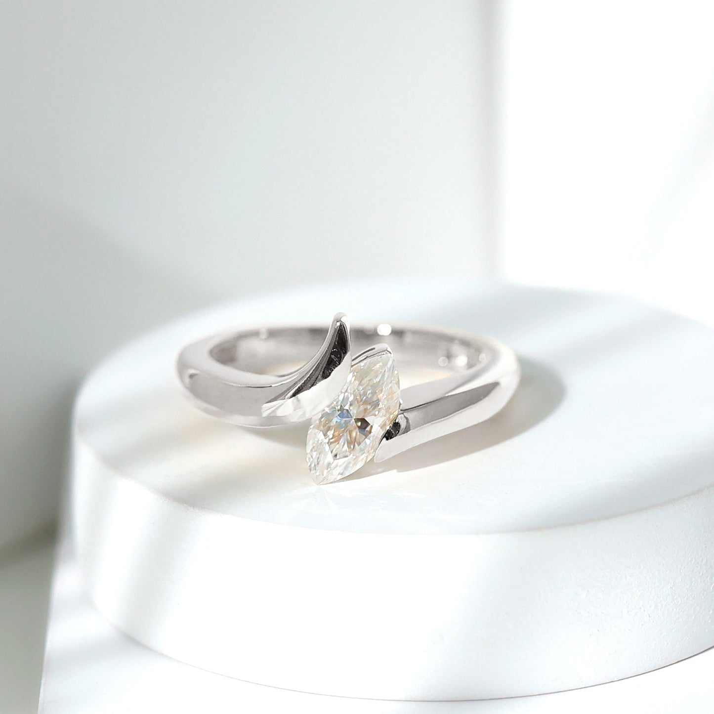 Lab Diamond 1 Carat Marquise Engagement Ring in Tension Mount Setting