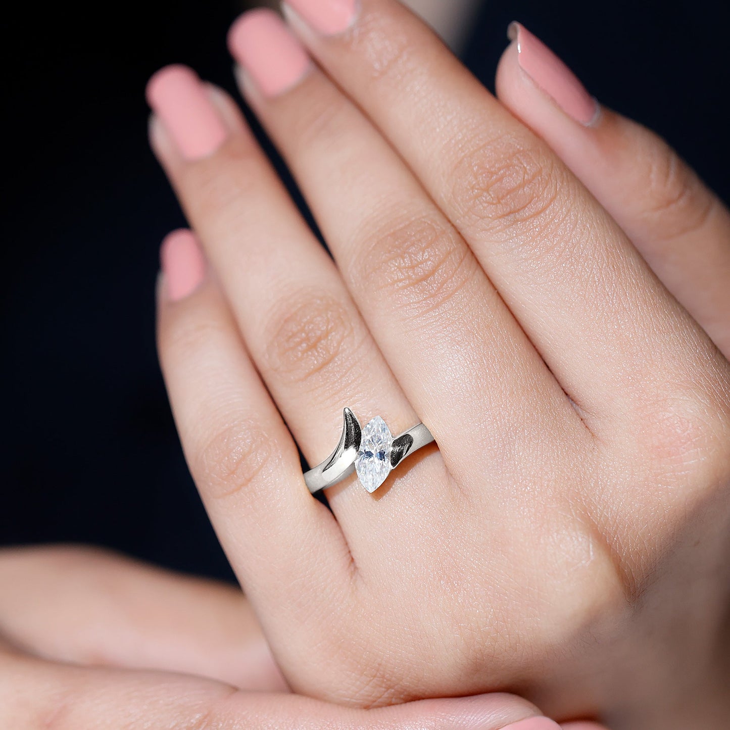 Lab Diamond 1 Carat Marquise Engagement Ring in Tension Mount Setting