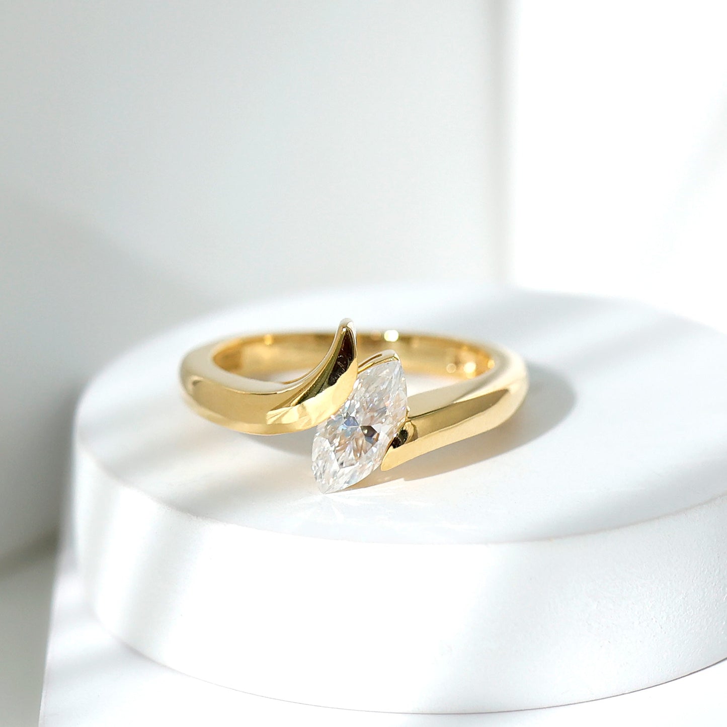 Lab Diamond 1 Carat Marquise Engagement Ring in Tension Mount Setting