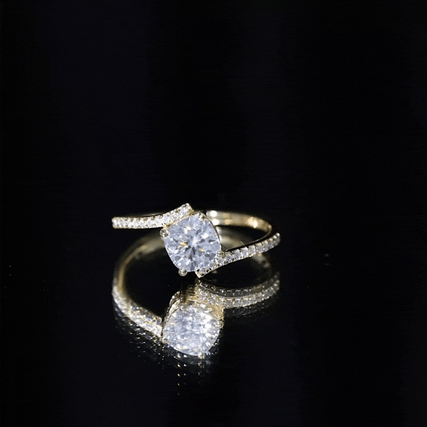 Lab Diamond Engagement Bypass Cushion Engagement Ring