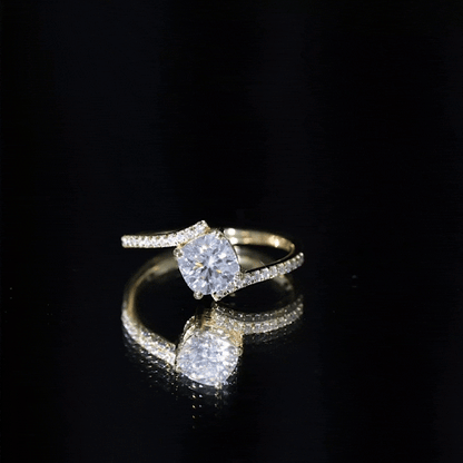 Lab Diamond Engagement Bypass Cushion Engagement Ring