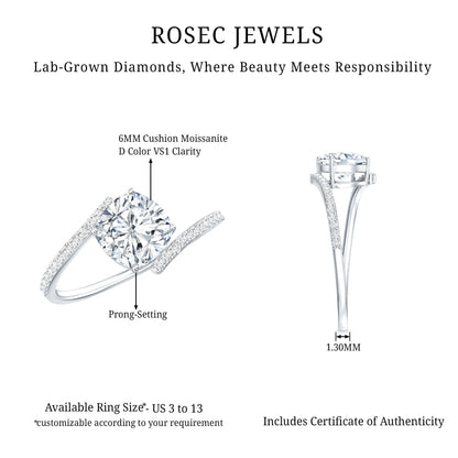Lab Diamond Engagement Bypass Cushion Engagement Ring