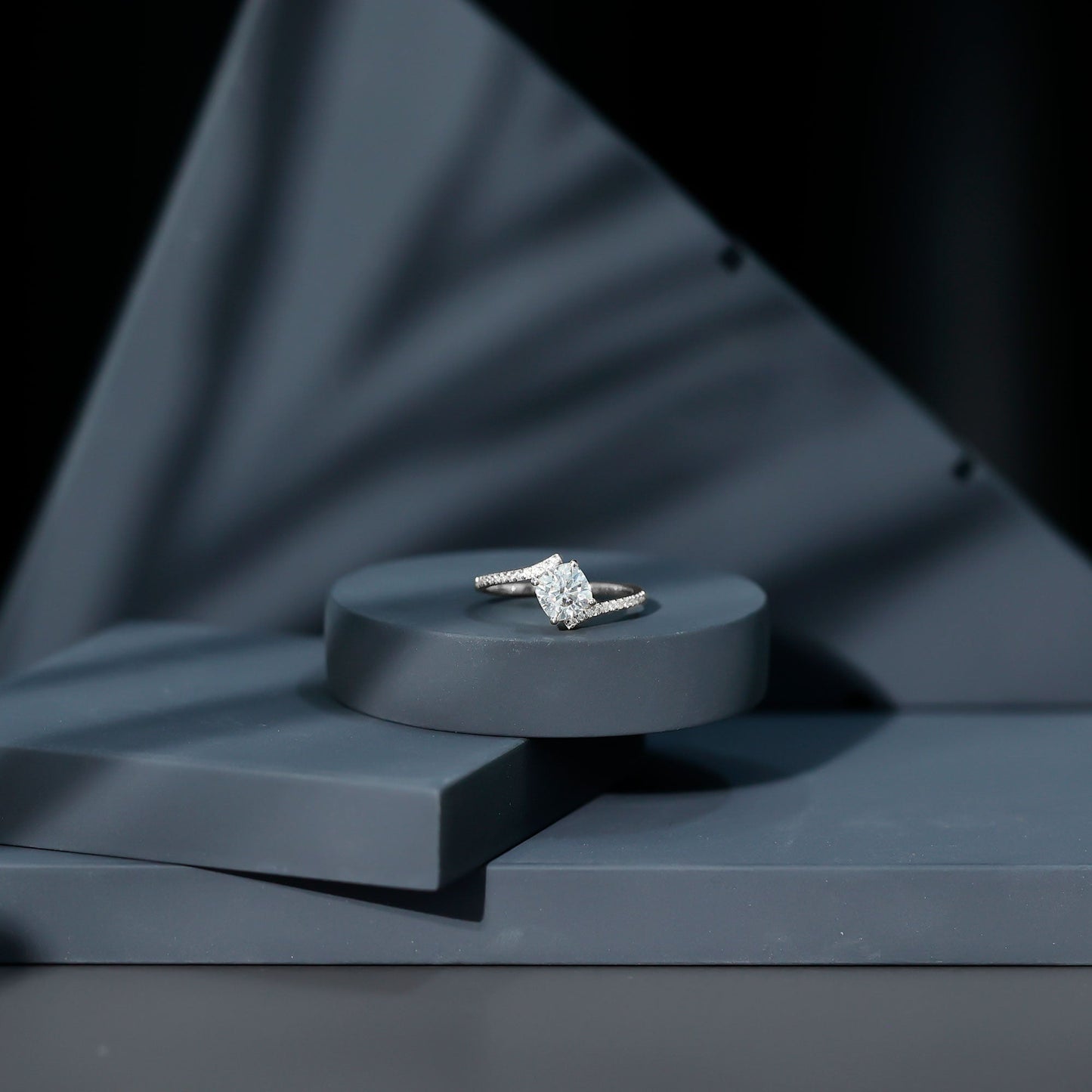 Lab Diamond Engagement Bypass Cushion Engagement Ring