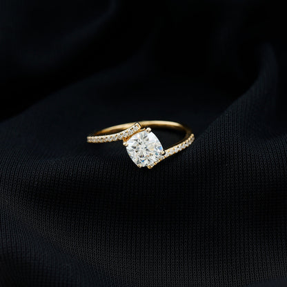 Lab Diamond Engagement Bypass Cushion Engagement Ring