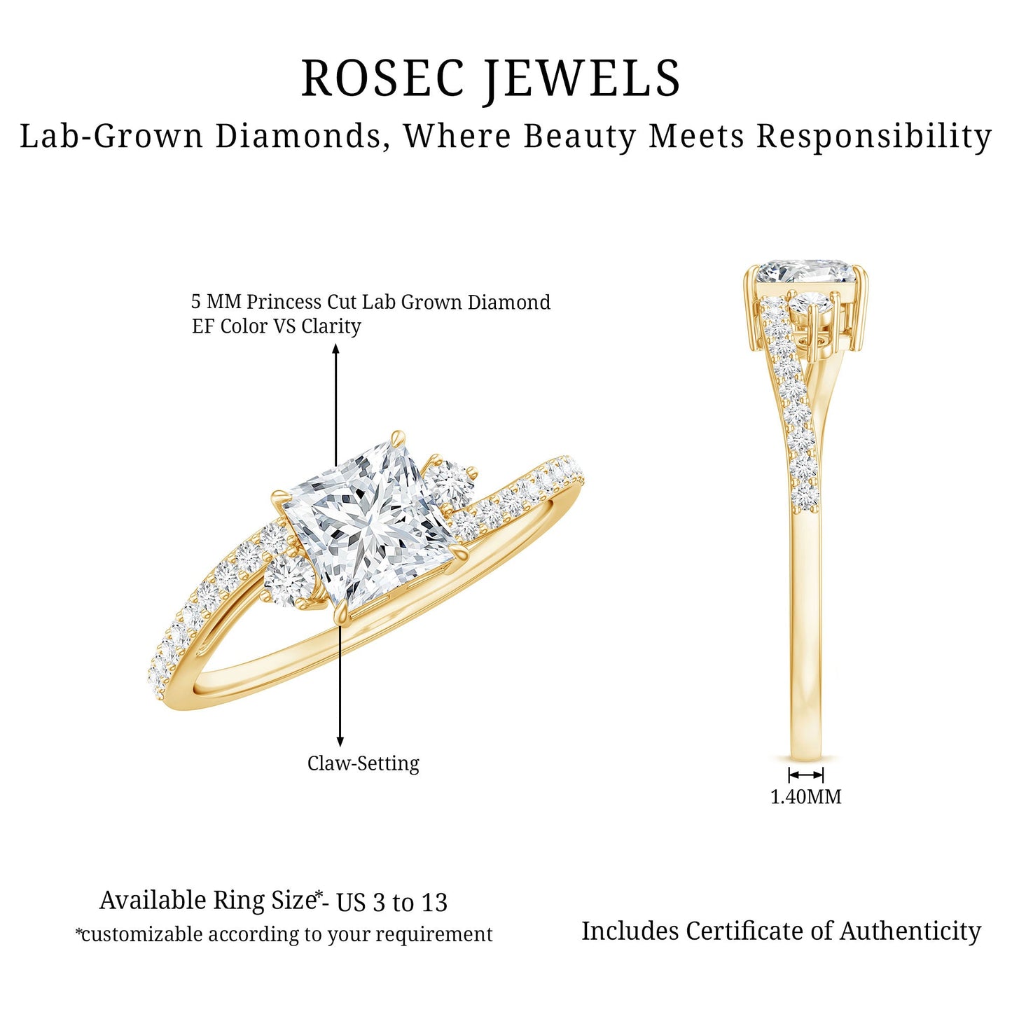 Certified Lab Grown Diamond Promise Engagement Ring