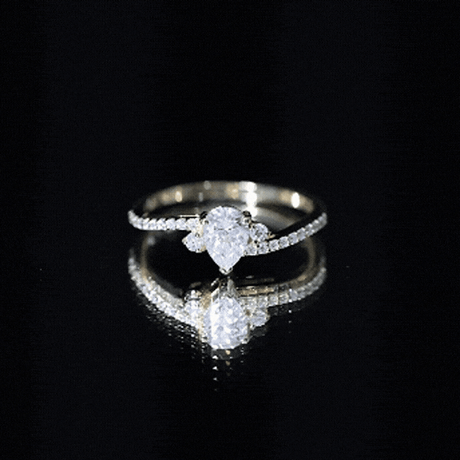 Pear Lab Created Diamond Engagement Bypass Ring for Her