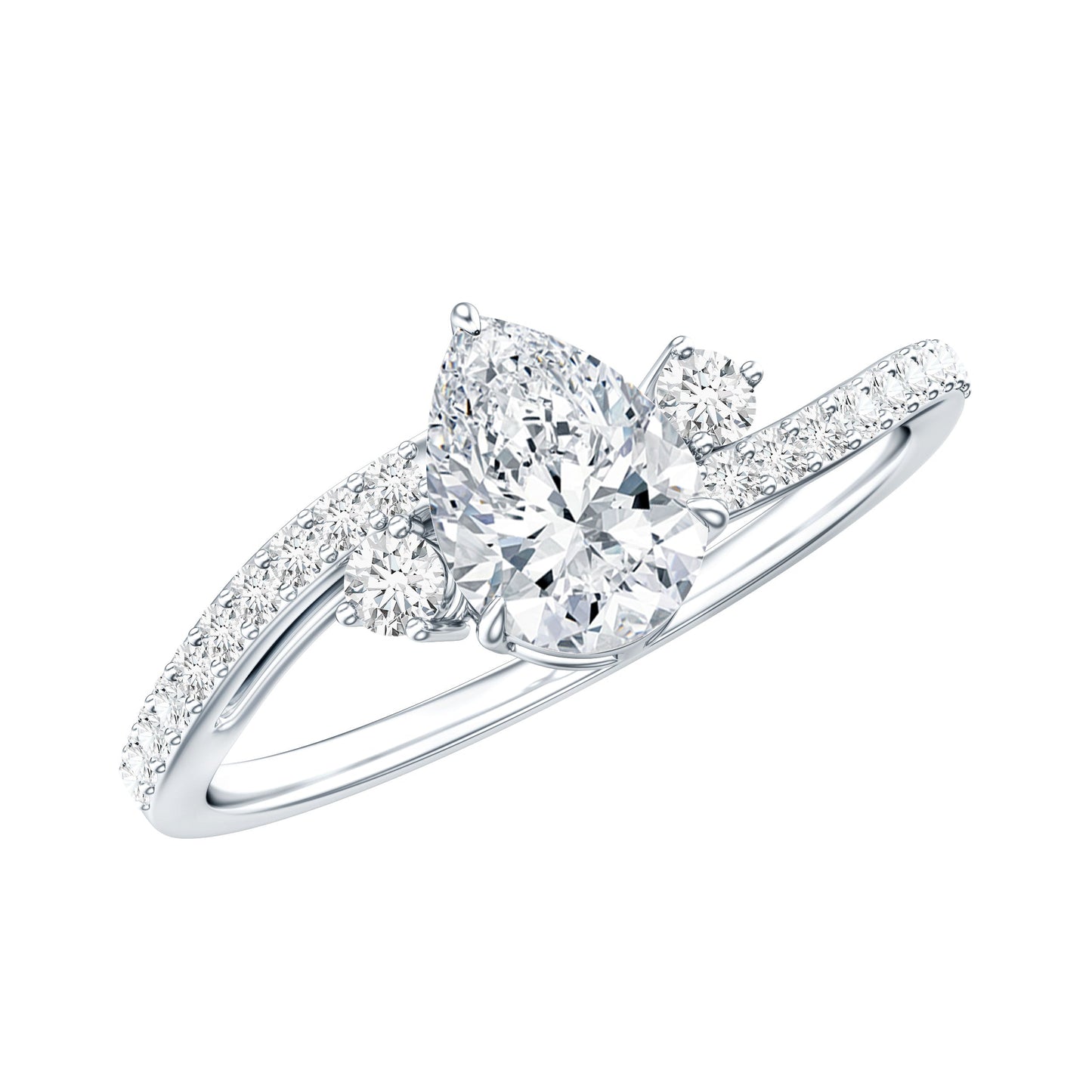 Pear Lab Created Diamond Engagement Bypass Ring for Her