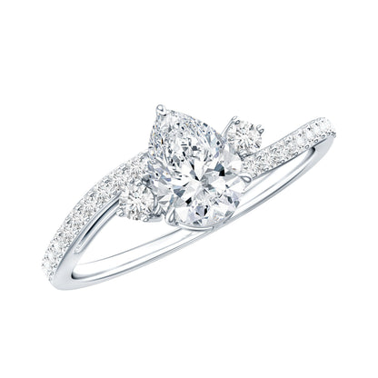 Pear Lab Created Diamond Engagement Bypass Ring for Her