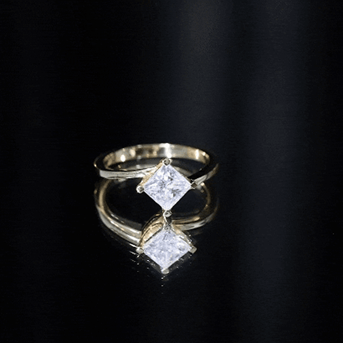 Princess Cut Lab Grown Diamond Bypass Engagement Ring for Women