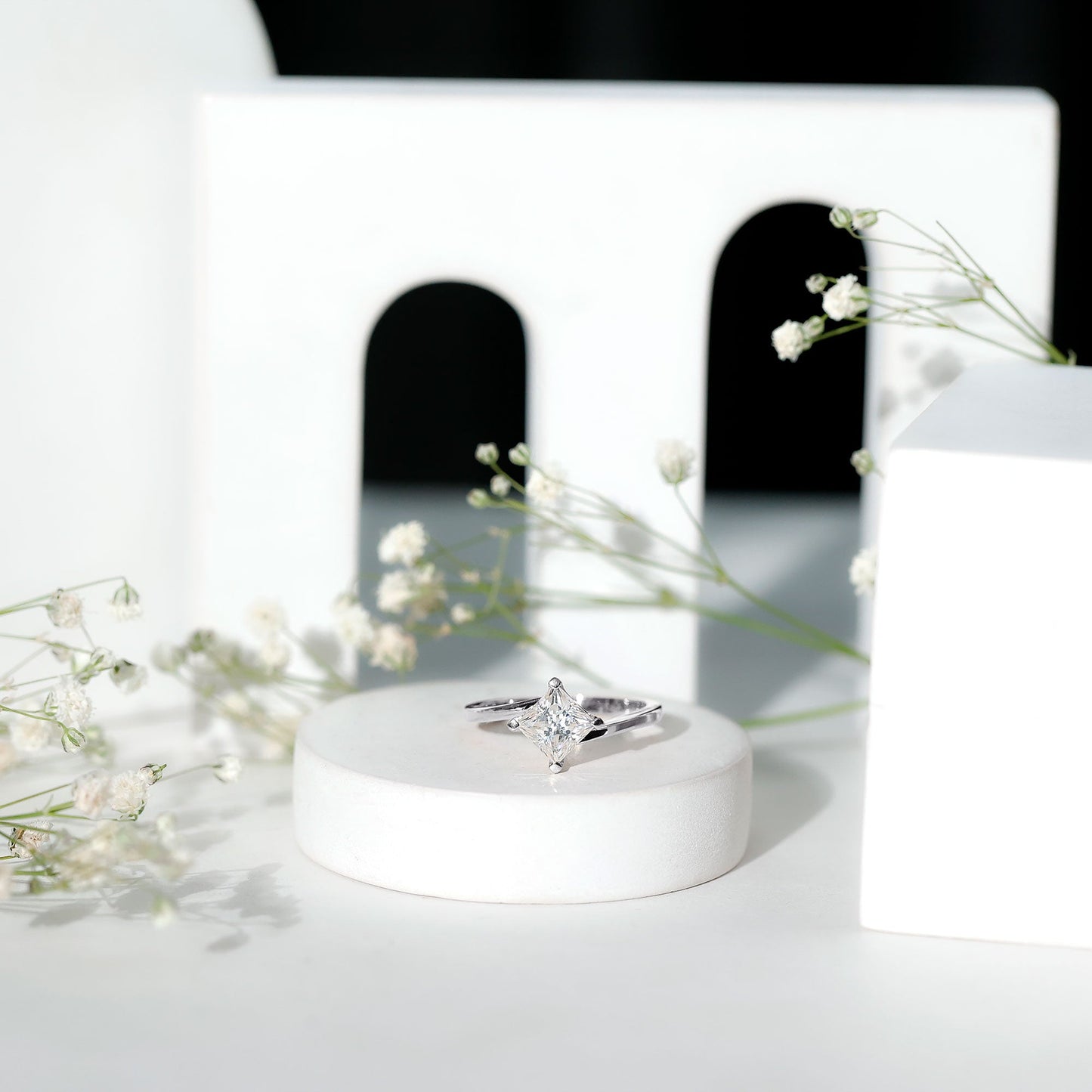 Princess Cut Lab Grown Diamond Bypass Engagement Ring for Women
